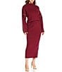 Skies Are Blue Contrast Blanket Stitch Knit Midi Coordinating Skirt, Color:Burgundy-Ivory - Image 3
