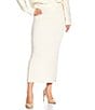 Skies Are Blue Contrast Blanket Stitch Knit Midi Coordinating Skirt, Color:Ivory-Chocolate - Image 1