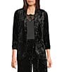 Skies Are Blue Coordinating Crushed Velvet Open Front Long Sleeve Blazer, Color:Black - Image 1