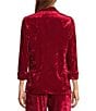 Skies Are Blue Coordinating Crushed Velvet Open Front Long Sleeve Blazer, Color:Red - Image 2