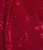 Skies Are Blue Coordinating Crushed Velvet Open Front Long Sleeve Blazer, Color:Red - Image 4