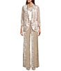 Skies Are Blue Coordinating Crushed Velvet Open Front Long Sleeve Blazer, Color:Champagne - Image 3