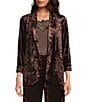 Skies Are Blue Coordinating Crushed Velvet Open Front Long Sleeve Blazer, Color:Chocolate - Image 1