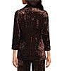 Skies Are Blue Coordinating Crushed Velvet Open Front Long Sleeve Blazer, Color:Chocolate - Image 2
