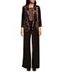 Skies Are Blue Coordinating Crushed Velvet Open Front Long Sleeve Blazer, Color:Chocolate - Image 3