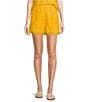Skies Are Blue Coordinating Eyelet Scallop Hem Shorts, Color:Sunflower - Image 1