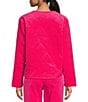 Color:Berry Pink - Image 2 - Crew Neck Long Sleeve Quilted Corduroy Coordinating Jacket