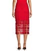 Color:Red - Image 2 - Crochet Lace Fringe Midi Skirt