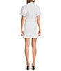 Skies Are Blue Denim Notch Collar Short Sleeve Belted Mini Dress, Color:White - Image 2