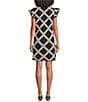 Skies Are Blue Diamond Macrame Embroidered Split V-Neck Ruffle Cap Sleeve Shift Mini Dress - Image 2