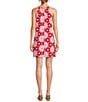 Color:Red Off White - Image 2 - Embroidered Halter Neck Sleeveless Mini Dress