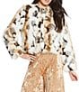 Skies Are Blue Faux Fur Multi-Tonal Blend Collarless Long Sleeve Open Front Cropped Jacket, Color:Cream Multi - Image 2