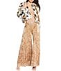 Skies Are Blue Faux Fur Multi-Tonal Blend Collarless Long Sleeve Open Front Cropped Jacket, Color:Cream Multi - Image 4