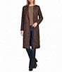 Skies Are Blue Faux Suede Notch Collar Neck Long Sleeve Open Front Duster - Image 1
