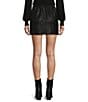 Color:Black - Image 2 - Faux Suede Snake Embossed Zip Front Mini Skirt