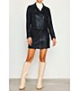 Color:Black - Image 3 - Faux Suede Snake Embossed Zip Front Mini Skirt