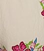 Skies Are Blue Floral Border Print Elastic Waist Coordinating Shorts, Color:Tangerine-Pink - Image 4