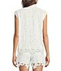 Skies Are Blue Floral Lace Collared Neck Sleeveless Coordinating Button Front Top - Image 2