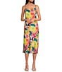 Color:Multi Floral - Image 1 - Floral Print Cowl Neck Sleeveless Midi Dress