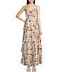 Color:White-Red - Image 1 - Floral Print Sweethart Neck Sleeveless Tiered Maxi Dress