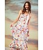 Color:White-Red - Image 4 - Floral Print Sweethart Neck Sleeveless Tiered Maxi Dress