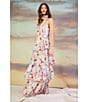 Color:White-Red - Image 5 - Floral Print Sweethart Neck Sleeveless Tiered Maxi Dress