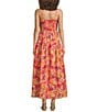 Skies Are Blue Floral Print Sweetheart Neck Sleeveless Smocked Bust Maxi Dress, Color:Bright Coral - Image 2