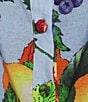 Skies Are Blue Coordinating Fruit Printed Square Neck Button Front Long Sleeve Top, Color:Blue Multi - Image 4