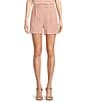 Skies Are Blue High Waisted Flat Front Recycled Tailored Shorts, Color:Rose Cloud - Image 1