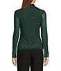 Skies Are Blue Hot Fix Mesh Rhinestone Turtleneck Long Sleeve Top, Color:Hunter Green - Image 2