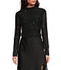 Skies Are Blue Hot Fix Mesh Rhinestone Turtleneck Long Sleeve Top, Color:Black - Image 1