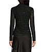 Skies Are Blue Hot Fix Mesh Rhinestone Turtleneck Long Sleeve Top, Color:Black - Image 2