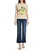 Skies Are Blue Lemon Printed Crew Neck Sleeveless Sweater Top, Color:Ivory-Lemon - Image 3