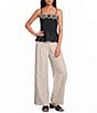Skies Are Blue Linen Blend Striped Wide Leg Pull On Pants - Image 3