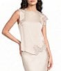 Skies Are Blue Mixed Lace Crew Neck Sleeveless Coordinating Satin Blouse Top - Image 1