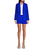 Skies Are Blue Notch Lapel Long Sleeve Flap Pocket Open Front Coordinating Blazer, Color:Neon Blue - Image 3