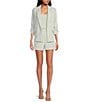 Skies Are Blue Notch Lapel Shirred 3/4 Sleeve Open Front Statement Blazer, Color:Dove Grey - Image 3