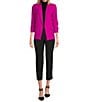 Skies Are Blue Notch Lapel Shirred 3/4 Sleeve Open Front Statement Blazer, Color:Violet Magenta - Image 3