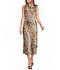 Skies Are Blue Petite Size Butterfly Printed Cowl Neck Sleeveless Midi Dress - Image 1