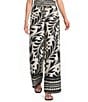 Skies Are Blue Petite Size Leaf Printed High Rise Wide Leg Coordinating Pants - Image 1