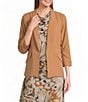 Skies Are Blue Petite Size Notch Lapel Shirred 3/4 Sleeve Open Front Statement Blazer - Image 1