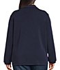 Skies Are Blue Plus Brushed Modal Blend Long Sleeve Quarter Zip Top, Color:Navy - Image 2