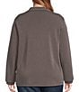 Skies Are Blue Plus Brushed Modal Blend Long Sleeve Quarter Zip Top, Color:Charcoal - Image 2
