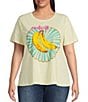 Skies Are Blue Plus Graphic Short Sleeve T-Shirt, Color:Pale Yellow Multi - Image 1
