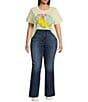 Skies Are Blue Plus Graphic Short Sleeve T-Shirt, Color:Pale Yellow Multi - Image 3