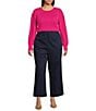 Skies Are Blue Plus High Rise Sailor Pants, Color:Navy - Image 3
