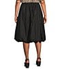 Skies Are Blue Plus Size Poplin Bubble Midi Skirt, Color:Black - Image 2