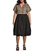 Skies Are Blue Plus Size Poplin Bubble Midi Skirt, Color:Black - Image 3