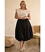 Skies Are Blue Plus Size Poplin Bubble Midi Skirt, Color:Black - Image 6