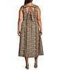 Skies Are Blue Plus Size Animal Printed Sleeveless Drop Waist Poplin Midi Dress, Color:Multi - Image 2